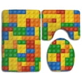 thumbnail image 1 of PUDMAD Funny Building Blocks 3 Piece Bathroom Rugs Set Bath Rug Contour Mat and Toilet Lid Cover, 1 of 2