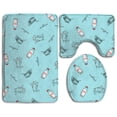 thumbnail image 1 of PUDMAD Funny Cats 3 Piece Bathroom Rugs Set Bath Rug Contour Mat and Toilet Lid Cover, 1 of 2