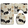 thumbnail image 1 of PUDMAD Funny Corgi Dogs Cookies 3 Piece Bathroom Rugs Set Bath Rug Contour Mat and Toilet Lid Cover, 1 of 2