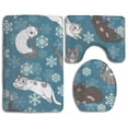 thumbnail image 1 of PUDMAD Funny Cute Cats Sleeping and Playing Kittens 3 Piece Bathroom Rugs Set Bath Rug Contour Mat and Toilet Lid Cover, 1 of 2