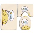 thumbnail image 1 of PUDMAD Funny Cute Kitty Dreaming A Fish Hungry Cat Sleeping Cheerful Character Cartoon Peach 3 Piece Bathroom Rugs Set Bath Rug Contour Mat and Toilet Lid Cover, 1 of 2