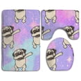 thumbnail image 1 of PUDMAD Funny Cute Pug Dog 3 Piece Bathroom Rugs Set Bath Rug Contour Mat and Toilet Lid Cover, 1 of 2