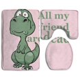 thumbnail image 1 of PUDMAD Funny Dinosaur All My Friend are Dead 3 Piece Bathroom Rugs Set Bath Rug Contour Mat and Toilet Lid Cover, 1 of 2