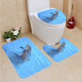 thumbnail image 1 of PUDMAD Funny Dolphins 3 Piece Bathroom Rugs Set Bath Rug Contour Mat and Toilet Lid Cover, 1 of 2