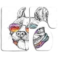 thumbnail image 1 of PUDMAD Funny French Bulldog 3 Piece Bathroom Rugs Set Bath Rug Contour Mat and Toilet Lid Cover, 1 of 2