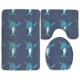 thumbnail image 1 of PUDMAD Funny Narwhal Dab 3 Piece Bathroom Rugs Set Bath Rug Contour Mat and Toilet Lid Cover, 1 of 2
