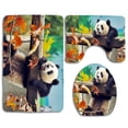 thumbnail image 1 of PUDMAD Funny Panda Climbing Tree Autumn 3 Piece Bathroom Rugs Set Bath Rug Contour Mat and Toilet Lid Cover, 1 of 2