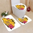 thumbnail image 1 of PUDMAD Funny Tomcat Glasses Lying A Cushion Relaxing Lazy Kitty Pets Pillow Cartoon Ap 3 Piece Bathroom Rugs Set Bath Rug Contour Mat and Toilet Lid Cover, 1 of 2
