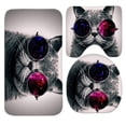 thumbnail image 1 of PUDMAD Galaxy Hipster Cat Wear Color Sunglasses 3 Piece Bathroom Rugs Set Bath Rug Contour Mat and Toilet Lid Cover, 1 of 2