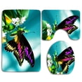 thumbnail image 1 of PUDMAD Gallery Butterflies and White Flowers 3 Piece Bathroom Rugs Set Bath Rug Contour Mat and Toilet Lid Cover, 1 of 2