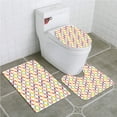 thumbnail image 1 of PUDMAD Geometric Circle Decorative Ornament Vintage Connected Arcs Intersecting 3 Piece Bathroom Rugs Set Bath Rug Contour Mat and Toilet Lid Cover, 1 of 2