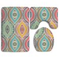thumbnail image 1 of PUDMAD Geometric Fringes Funny 3 Piece Bathroom Rugs Set Bath Rug Contour Mat and Toilet Lid Cover, 1 of 2