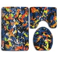 thumbnail image 1 of PUDMAD Geometric Graffiti 3 Piece Bathroom Rugs Set Bath Rug Contour Mat and Toilet Lid Cover, 1 of 2
