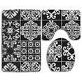 thumbnail image 1 of PUDMAD Geometrical Black And White 3 Piece Bathroom Rugs Set Bath Rug Contour Mat and Toilet Lid Cover, 1 of 2