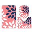 thumbnail image 1 of PUDMAD Geometry Petals Blue and Pink Flowers Puzzles Stitching 3 Piece Bathroom Rugs Set Bath Rug Contour Mat and Toilet Lid Cover, 1 of 2