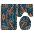thumbnail image 1 of PUDMAD Giant Squid 3 Piece Bathroom Rugs Set Bath Rug Contour Mat and Toilet Lid Cover, 1 of 2