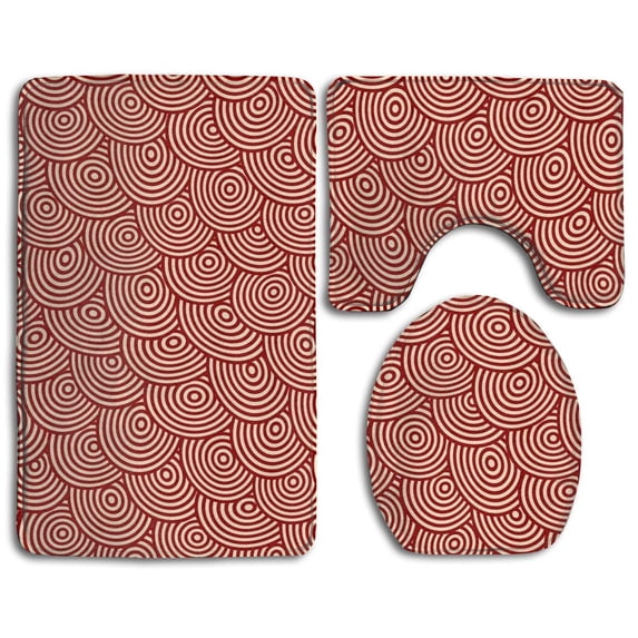 PUDMAD Gifts Texture Colorful 3 Piece Bathroom Rugs Set Bath Rug Contour Mat and Toilet Lid Cover