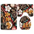 thumbnail image 1 of PUDMAD Gingerbread Man Delicious Homemade Cookies Dried Fruits Bakery Tools Festive Rustic 3 Piece Bathroom Rugs Set Bath Rug Contour Mat and Toilet Lid Cover, 1 of 2