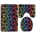 thumbnail image 1 of PUDMAD Giraffe Rainbow 3 Piece Bathroom Rugs Set Bath Rug Contour Mat and Toilet Lid Cover, 1 of 2