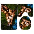 thumbnail image 1 of PUDMAD Giraffe Sticking Its Tongue Out 3 Piece Bathroom Rugs Set Bath Rug Contour Mat and Toilet Lid Cover, 1 of 2