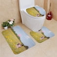 thumbnail image 1 of PUDMAD Girl Butterfly Net in Field Flowers 3 Piece Bathroom Rugs Set Bath Rug Contour Mat and Toilet Lid Cover, 1 of 2