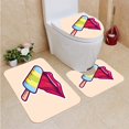 thumbnail image 1 of PUDMAD Girl Open Mouth eats Popsicle ice Cream 3 Piece Bathroom Rugs Set Bath Rug Contour Mat and Toilet Lid Cover, 1 of 2