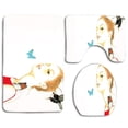 thumbnail image 1 of PUDMAD Girl Style 3 Piece Bathroom Rugs Set Bath Rug Contour Mat and Toilet Lid Cover, 1 of 2