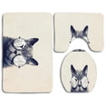 thumbnail image 1 of PUDMAD Glasses Cat 3 Piece Bathroom Rugs Set Bath Rug Contour Mat and Toilet Lid Cover, 1 of 2