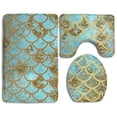 thumbnail image 1 of PUDMAD Glitter Mermaid Scales 3 Piece Bathroom Rugs Set Bath Rug Contour Mat and Toilet Lid Cover, 1 of 2