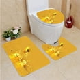 thumbnail image 1 of PUDMAD Gold Butterfly Splash 3 Piece Bathroom Rugs Set Bath Rug Contour Mat and Toilet Lid Cover, 1 of 2