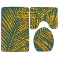 thumbnail image 1 of PUDMAD Gold Glitter Palm Leaves 3 Piece Bathroom Rugs Set Bath Rug Contour Mat and Toilet Lid Cover, 1 of 2