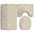 thumbnail image 1 of PUDMAD Gold Line 3 Piece Bathroom Rugs Set Bath Rug Contour Mat and Toilet Lid Cover, 1 of 2