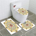 thumbnail image 1 of PUDMAD Gold Mandala Brooch Inspired Mandala Geometric Vintage Lively Figure Digital 3 Piece Bathroom Rugs Set Bath Rug Contour Mat and Toilet Lid Cover, 1 of 2