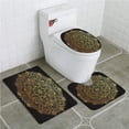 thumbnail image 1 of PUDMAD Gold Mandala Ornate Paisley Round Lace Like Hand Drawn Abstract Decorative Retro 3 Piece Bathroom Rugs Set Bath Rug Contour Mat and Toilet Lid Cover, 1 of 2