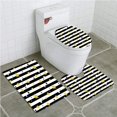 thumbnail image 1 of PUDMAD Gold and White Christmas Birthday Party Themed Stars on Stripes Lines Backdrop Black 3 Piece Bathroom Rugs Set Bath Rug Contour Mat and Toilet Lid Cover, 1 of 2