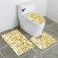 thumbnail image 1 of PUDMAD Gold and White Party Celebration Themed Confetti Like Squares Abstract Ombre 3 Piece Bathroom Rugs Set Bath Rug Contour Mat and Toilet Lid Cover, 1 of 2