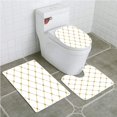 thumbnail image 1 of PUDMAD Gold and White Rhombus Abstract Rectangular Square Shaped Dots 3 Piece Bathroom Rugs Set Bath Rug Contour Mat and Toilet Lid Cover, 1 of 2