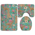 thumbnail image 1 of PUDMAD Golden Doodle Floral Dog 3 Piece Bathroom Rugs Set Bath Rug Contour Mat and Toilet Lid Cover, 1 of 2