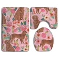 thumbnail image 1 of PUDMAD Golden Retriever Dog 3 Piece Bathroom Rugs Set Bath Rug Contour Mat and Toilet Lid Cover, 1 of 2