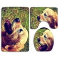 thumbnail image 1 of PUDMAD Goldie Retriever 3 Piece Bathroom Rugs Set Bath Rug Contour Mat and Toilet Lid Cover, 1 of 2