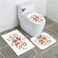 thumbnail image 1 of PUDMAD Good Vibes Colorful Cheerful Fun Typography Cartoon Style Kids Toddler Elements 3 Piece Bathroom Rugs Set Bath Rug Contour Mat and Toilet Lid Cover, 1 of 2