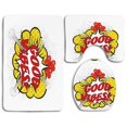 thumbnail image 1 of PUDMAD Good Vibes Pop Art Comics Icon Blast Explosion Retro Quote Red Hearts Hipster Cartoon 3 Piece Bathroom Rugs Set Bath Rug Contour Mat and Toilet Lid Cover, 1 of 2