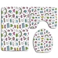 thumbnail image 1 of PUDMAD Good Vibes Vibrant Fun Funny Cute Characters Sweets Hearts Cats Rainbows Ghosts 3 Piece Bathroom Rugs Set Bath Rug Contour Mat and Toilet Lid Cover, 1 of 2