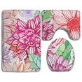 thumbnail image 1 of PUDMAD Gorgeous Fashion Flower 3 Piece Bathroom Rugs Set Bath Rug Contour Mat and Toilet Lid Cover, 1 of 2