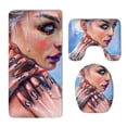 thumbnail image 1 of PUDMAD Gothic Girl Watercolor 3 Piece Bathroom Rugs Set Bath Rug Contour Mat and Toilet Lid Cover, 1 of 2
