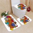 thumbnail image 1 of PUDMAD Graffiti Cute Cartoon Stars Fish Skulls Cat Bird Figures Brick Wall Kids 3 Piece Bathroom Rugs Set Bath Rug Contour Mat and Toilet Lid Cover, 1 of 2