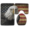 thumbnail image 1 of PUDMAD Grand Bald Eagle American Flag 3 Piece Bathroom Rugs Set Bath Rug Contour Mat and Toilet Lid Cover, 1 of 2