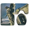 thumbnail image 1 of PUDMAD Gray Angel Statue 3 Piece Bathroom Rugs Set Bath Rug Contour Mat and Toilet Lid Cover, 1 of 2