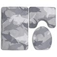 thumbnail image 1 of PUDMAD Gray Shark 3 Piece Bathroom Rugs Set Bath Rug Contour Mat and Toilet Lid Cover, 1 of 2