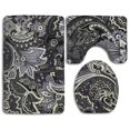 thumbnail image 1 of PUDMAD Gray and Black 3 Piece Bathroom Rugs Set Bath Rug Contour Mat and Toilet Lid Cover, 1 of 2